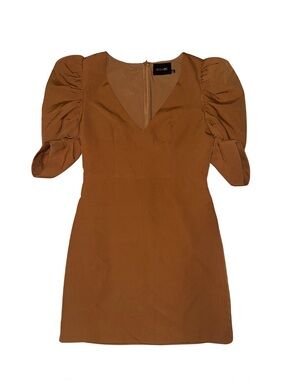 DO+BE Cinnamon Puff Sleeve V-Neck Mini Dress